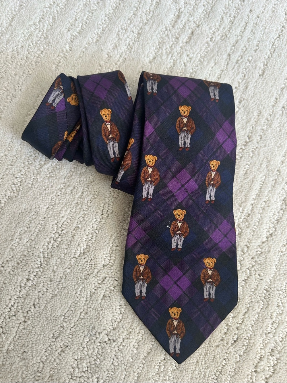 Rare Vintage Polo Ralph Lauren Polo Bear Tuxedo Martini Necktie Handmade 58x4